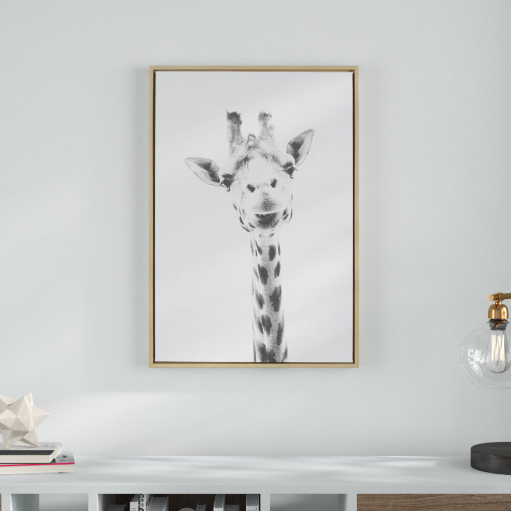 Wade Logan® Audel Sylvie Graywash Giraffe Framed On Canvas by Simon Te Tai  Print  Reviews Wayfair