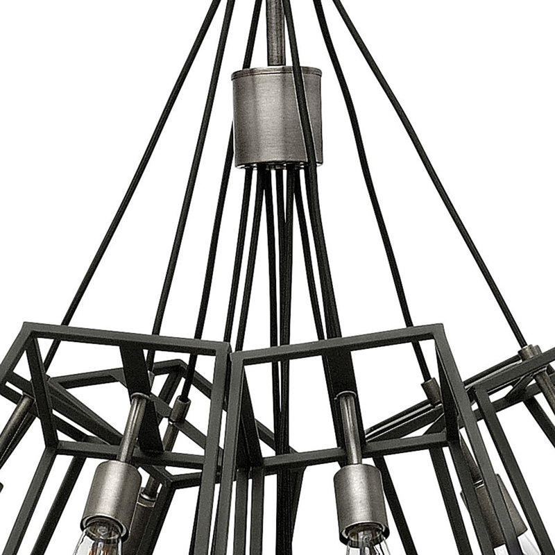 Aged Zinc 13-Light Multi-Tier Industrial Chandelier