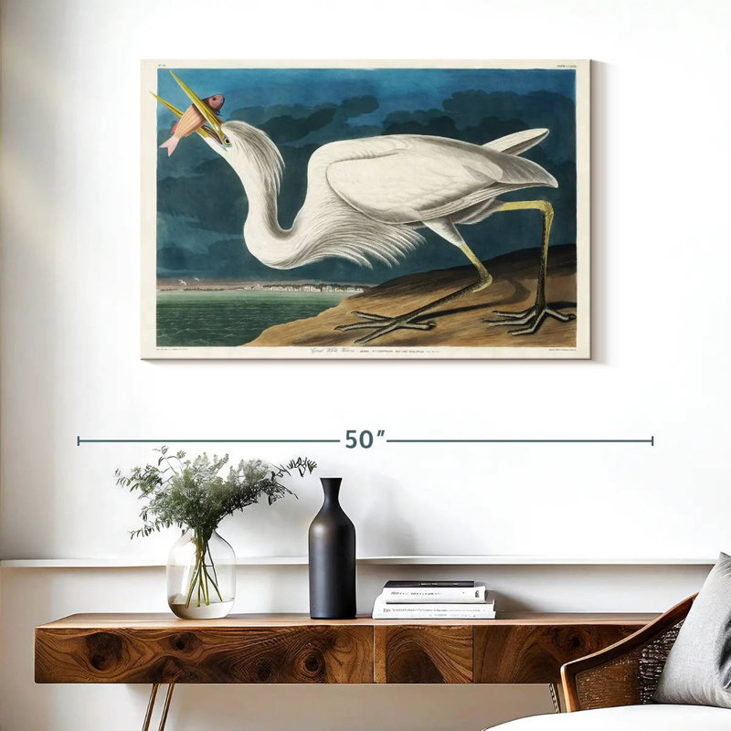 Brampt Great White Heron, 26" H x 39" W