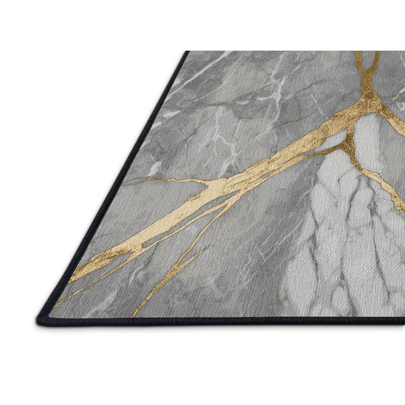 Machine Washable Black Area Rug, Square 8'
