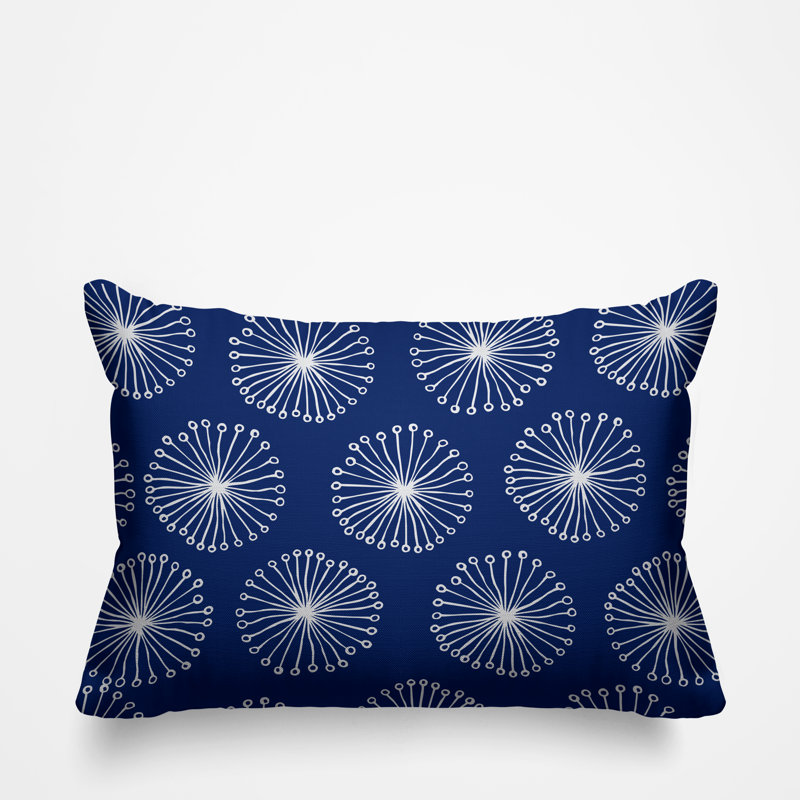 Janis Dandelion Indoor/Outdoor Throw Pillow, Navy Blue