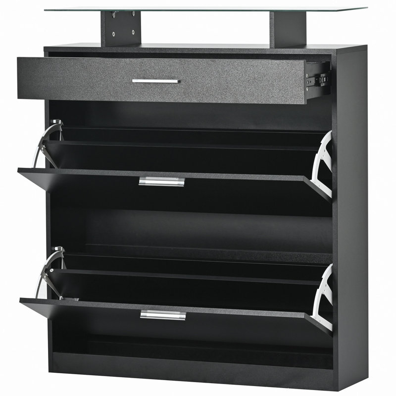 ALL-VV-F3O35-URE-89AAK 16 Pair Shoe Rack, Black