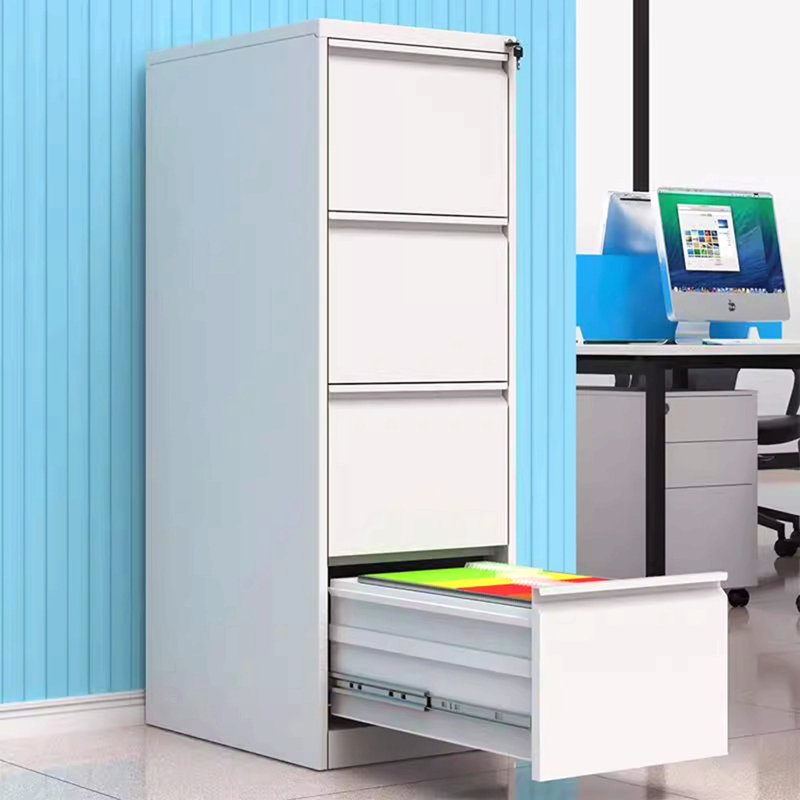 4 Drawer Vertical File Cabinet with Lock, Narrow Metal Steel Storage Cabinet for Home Office, Fits A4, Legal & Letter Size Files, Assembly Required