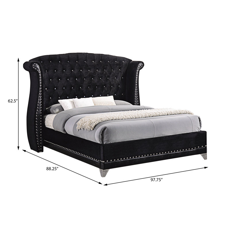 Upholstered Wingback Bed, Eastern King