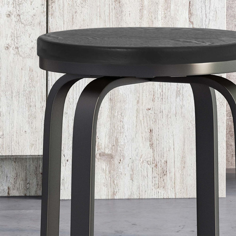 Ensemble de 2 tabourets de comptoir Griseldis, design industriel moderne, structure en fer thermolaqué, fonction pivotante