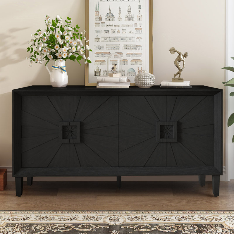 Charming Rustic Farmhouse Storage Cabinet with Innovative Design and Versatile Use, Black