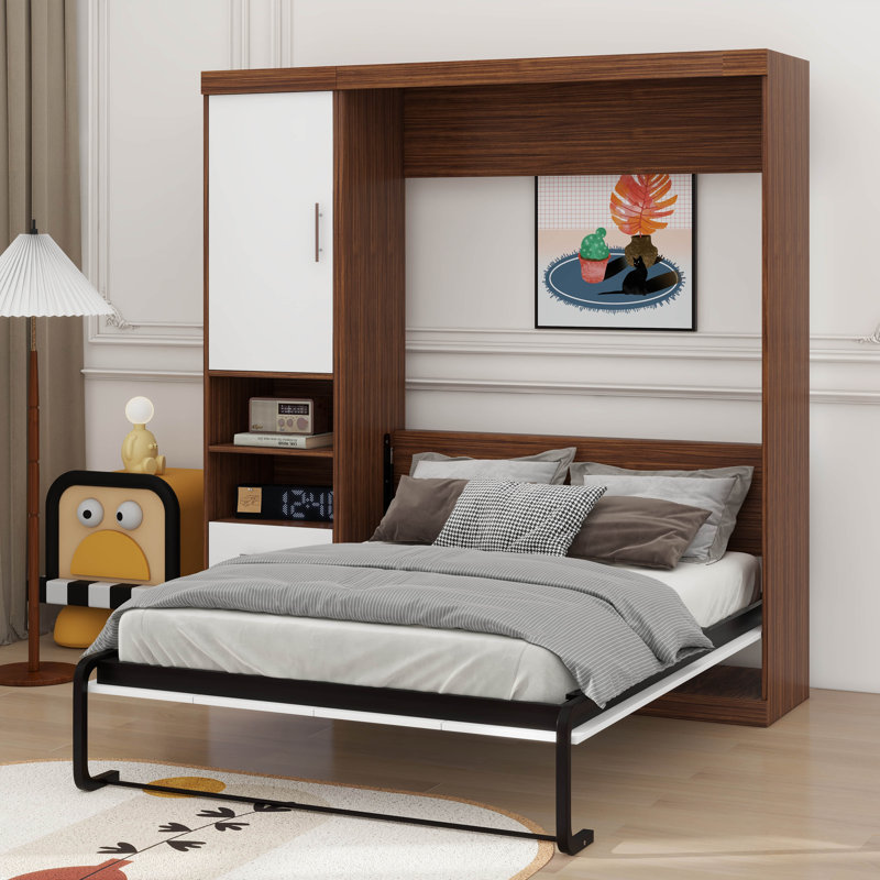 Lit escamotable double pleine grandeur avec armoire