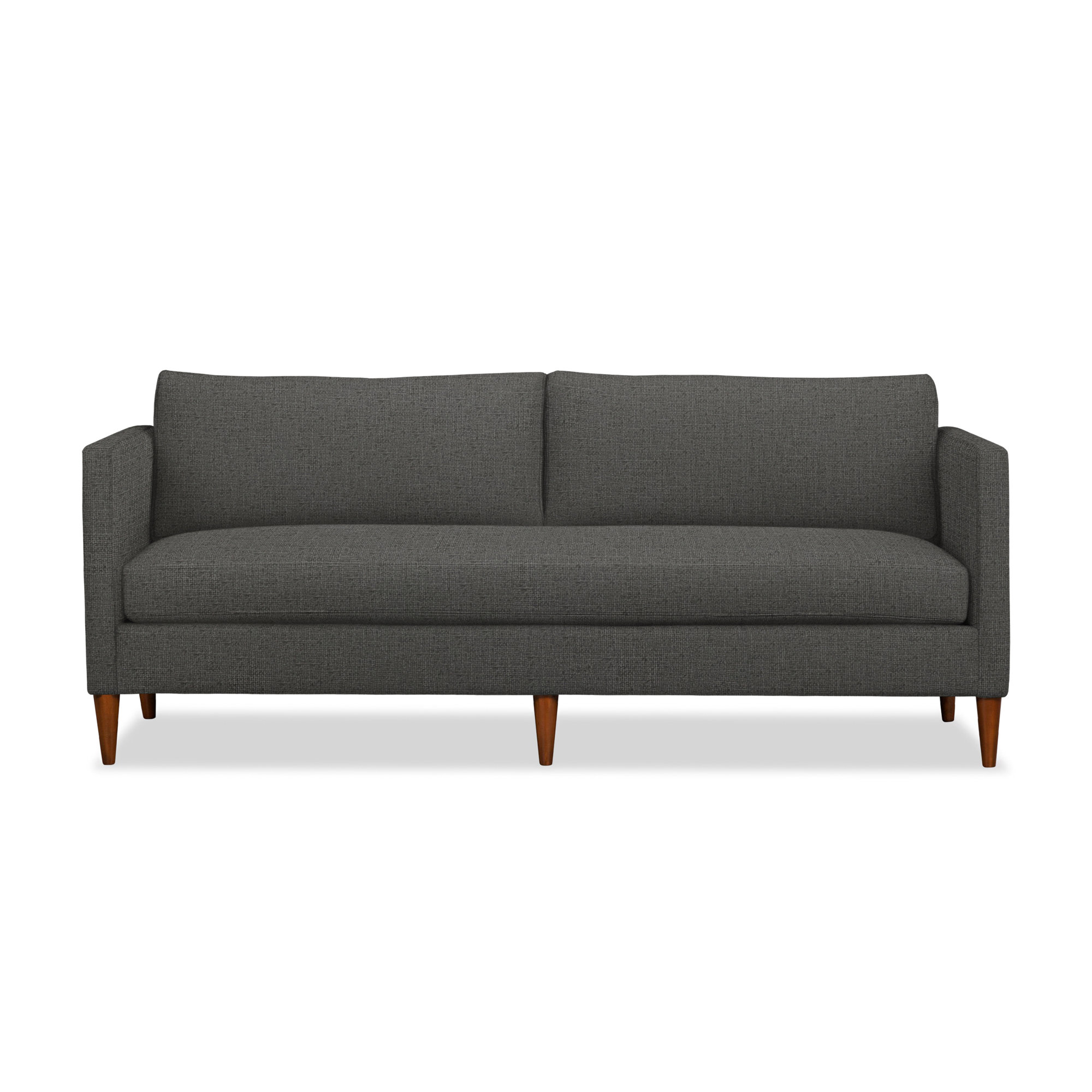 Clifford 87" Upholstered Custom Bench-Seat Sofa, Zuma Charcoal Textured Linen