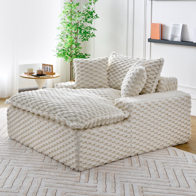 51 - Inch Comfortable Harbor Luxury Single Sofa: Two Pillows And One Backrest, White