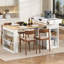 Table de salle à manger extensible pliante avec tiroirs, prise de courant, roulettes et rangement (18,7 po à 57,7 po, blanc crème + naturel)-160491187