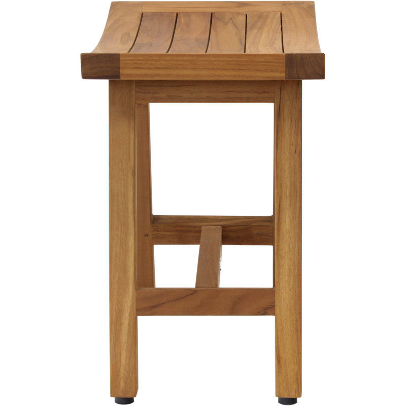 Asia Lotus 18" W Teak Shower Bench, Teak Oil
