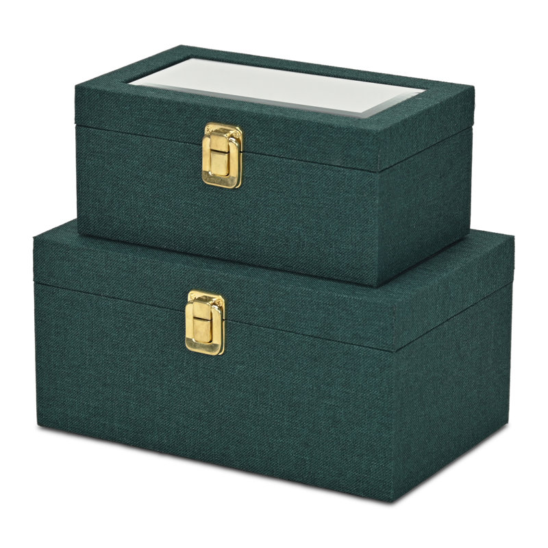 Ensemble de 2 boîtes décoratives Aiyanna, Vert foncé