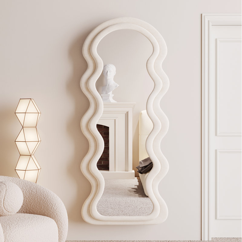 Glass Wavy Mirror, White