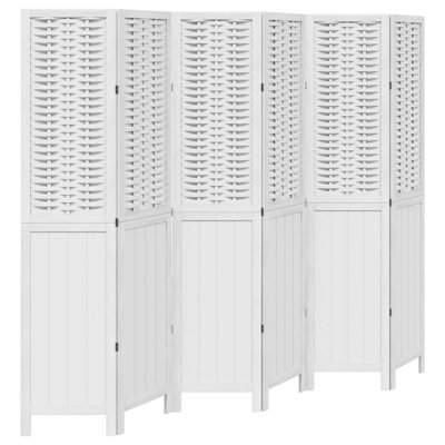 Room Divider 6 Panels White Solid Wood Paulownia by Winston Porter