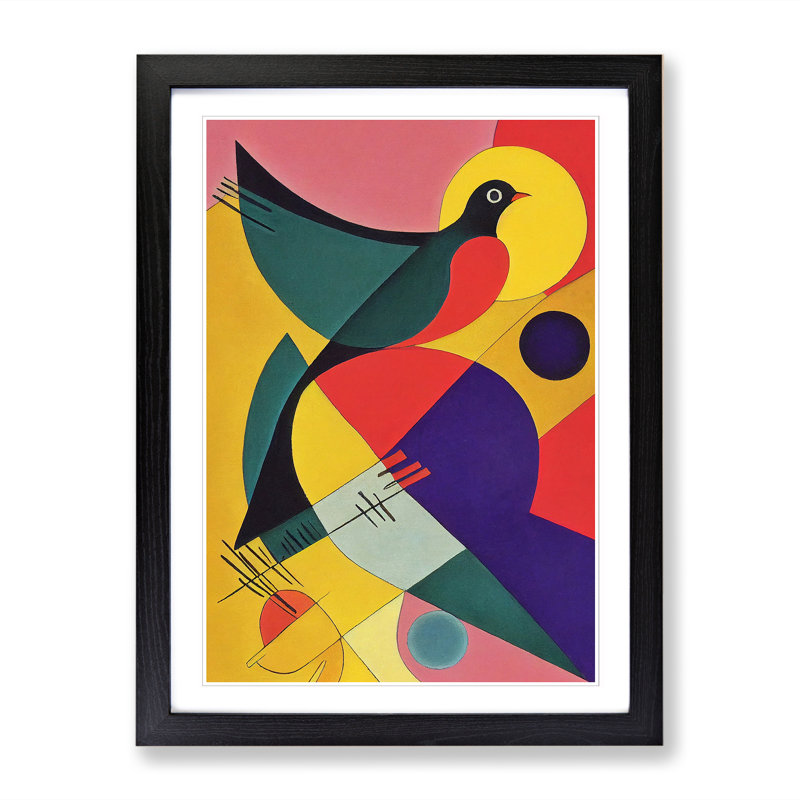 Wilridge Dove Bird Abstract Painting - Picture Frame Print, 64" H x 46" W, Beige