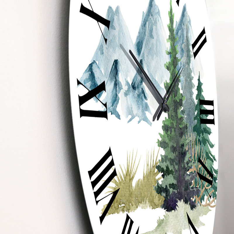 Pin dans un paysage de montagne - Horloge murale, Moyen