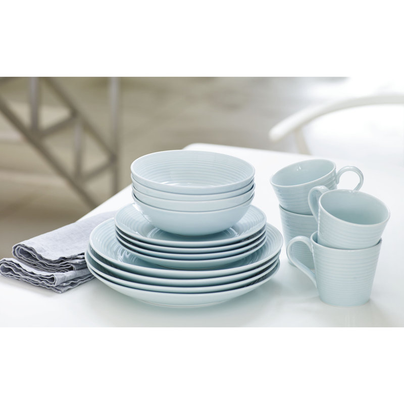 Maze Royal Doulton Exclusively for Gordon Ramsay 16-Piece Dinnerware Set, Service for 4, Maze Blue