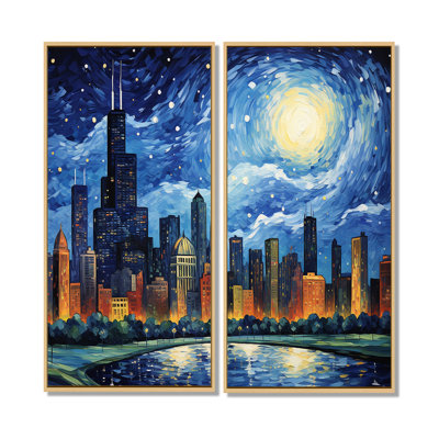 «Chicago The Starry Night», art mural sur toile Chicago