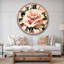 Aquarelle rose avec feuilles vertes - Horloge murale traditionnelle-36845712
