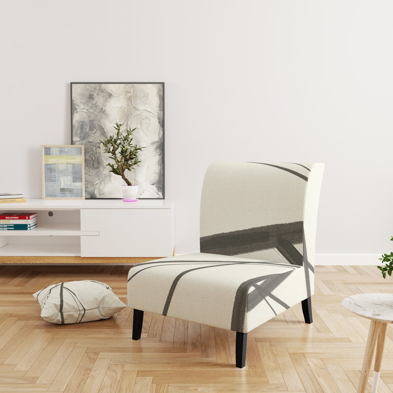 Minimalist Black and White III - Transitional Upholstered Slipper Chair