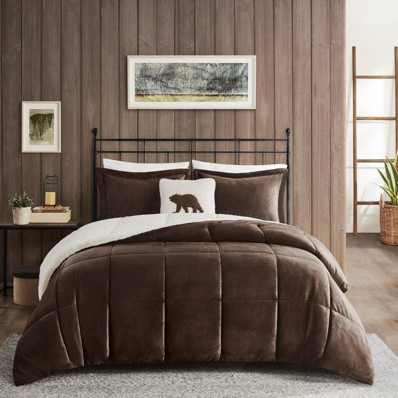 King Size Comforter - To 1 Comforter, 2 Shams, Decorative Pillow Soft And Comfortable Brown Design Cozy Reverse Fabric 20"w X 36"l 18"w 18"l Relaxing Moments