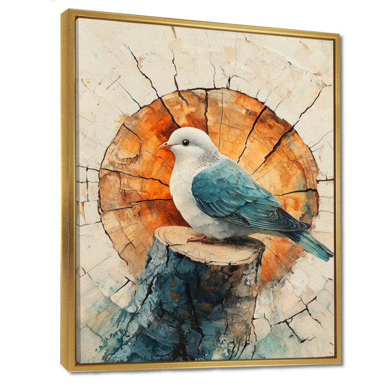 «Larabee Dove Animal At The Forest On Slide II», reproduction d'art sur toile, Impression encadrée flottante, Doré