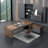 Iser Office computer desk, walnut and dark grey modern executive desk with side lockers