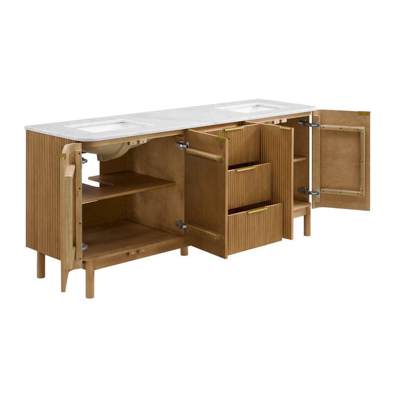 Kensington Double Bathroom Vanity Reeded Birch, 78"