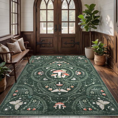Tapis à poils courts à motif champignon gothique pour salon, chambre et cuisine
