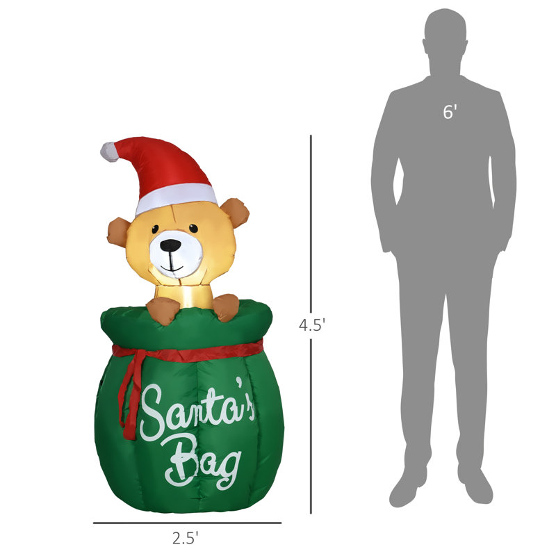 Ours dans un sac de père Noël gonflable