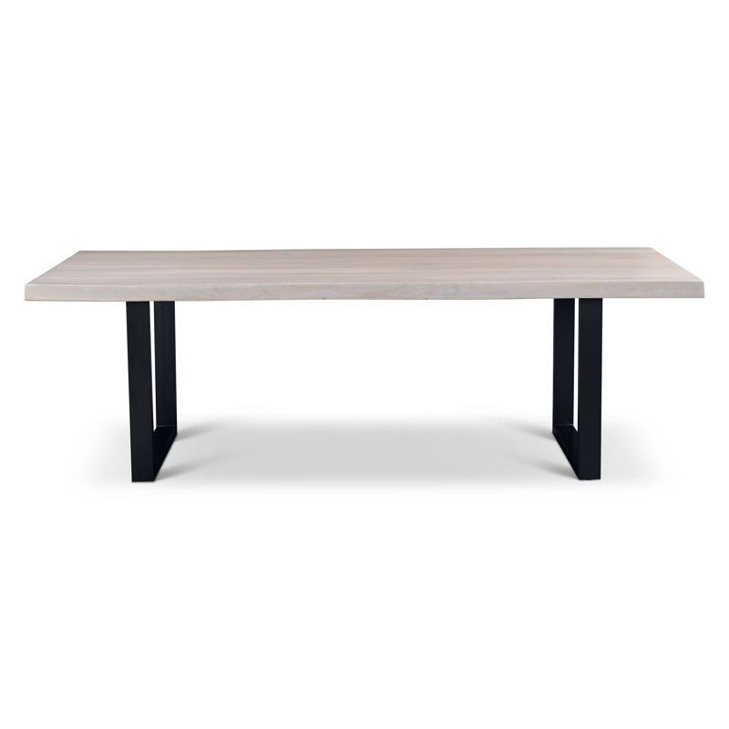 Table de salle à manger Colin, H 29,75 po x L 92 po x l 40 po, Blanc délavé, Noir