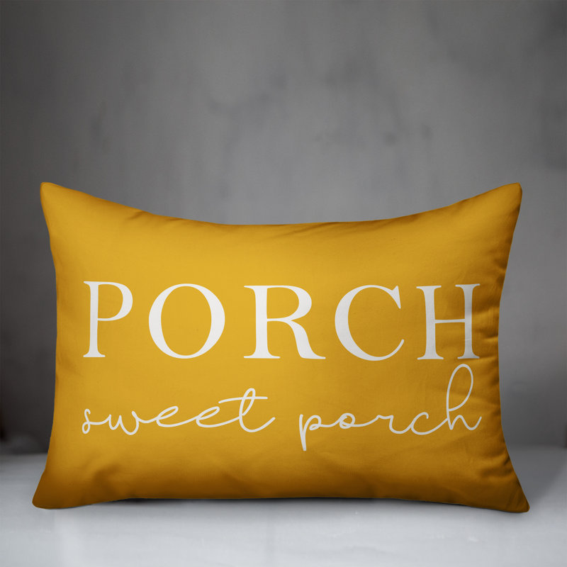 Textual Outdoor Throw Pillow, Yellow