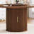 55" Round Dining Table (Walnut) Seats 6 - Wooden Dining Table With Double Storage Shelves, Rotating Tray, And Wavy Sliding Door - Suitable For Dining/Living Rooms-2089943571