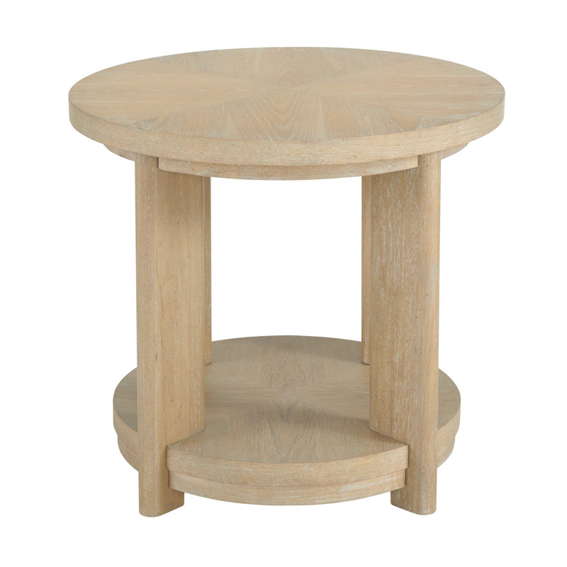 Table d'appoint ronde côtière en chêne beige Ashal