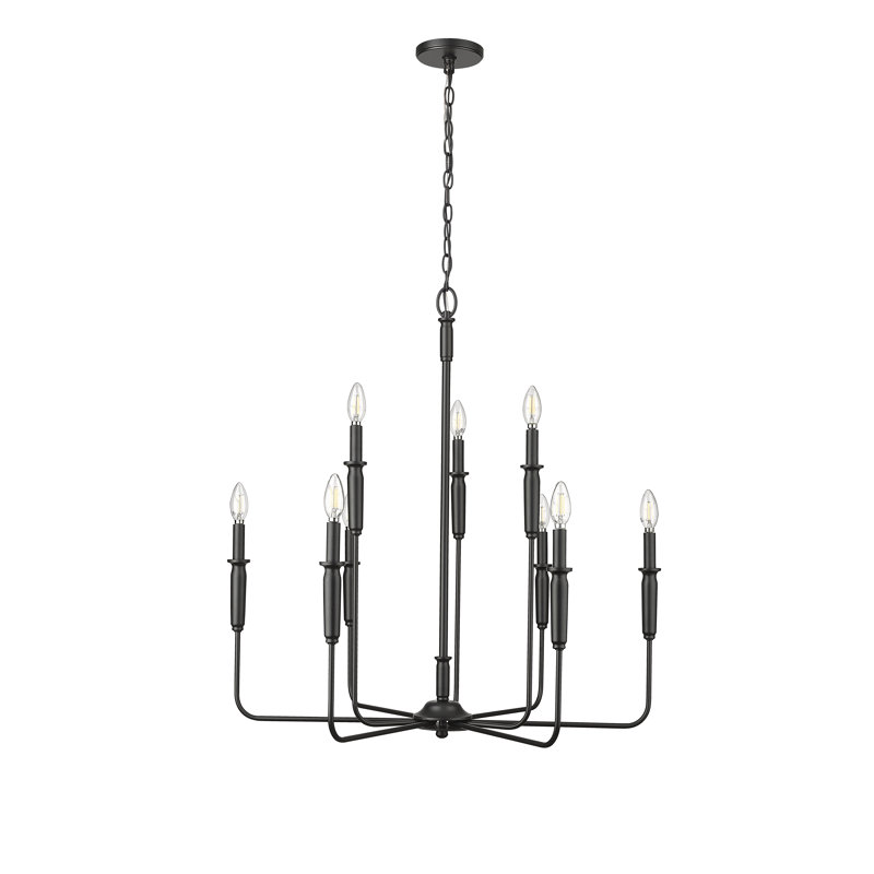 Savanne 9 - Light 31.9" Wide Dimmable Chandelier, Matte Black