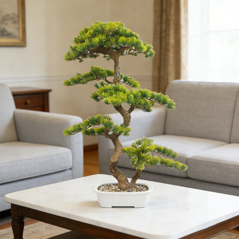 Bonsaï artificiel 35 "avec feuilles luxuriantes et fausses plantes vertes en pot décoratif