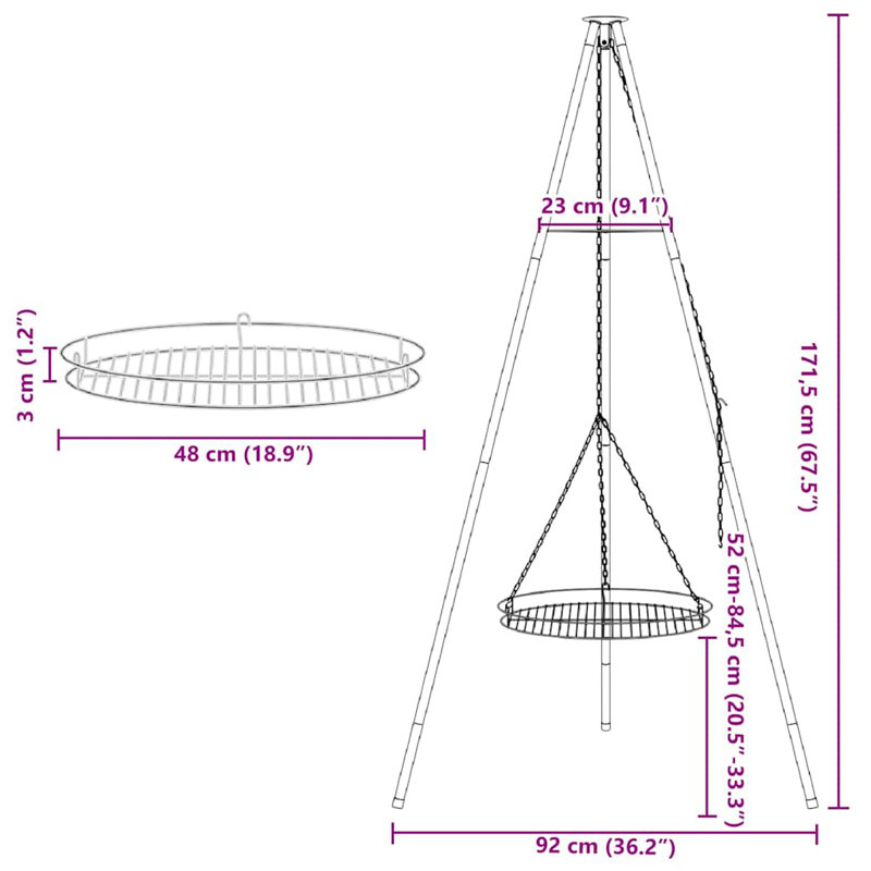 92cm x 92cm Steel Camping Cookware