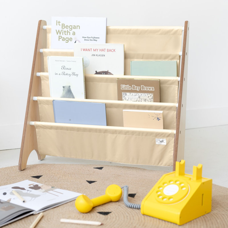 Beige Recycled Fabric Kids 4-Tier Book Rack