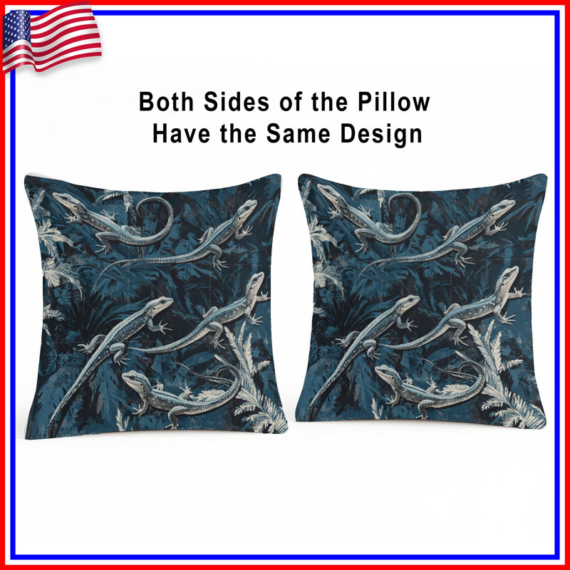 Lizard Throw Pillow, Animal Double Sided Pillows, 14 x 14 inches