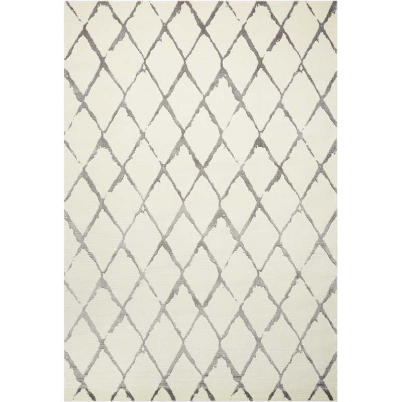 Tapis blanc moderne Cannes, Rectangle 5 pi 6 po x 8 pi