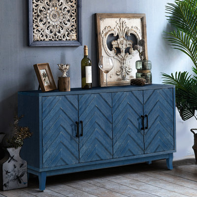 Buffet classique en bois à 4 portes avec revêtement laqué et extérieur laqué robuste