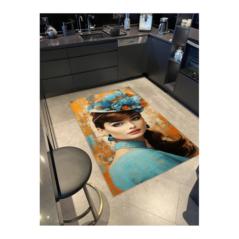 Tapis décoratif lavable à la machine Modern Floral, Tapis de couloir 2 pi 6 po x 6 pi 7 po