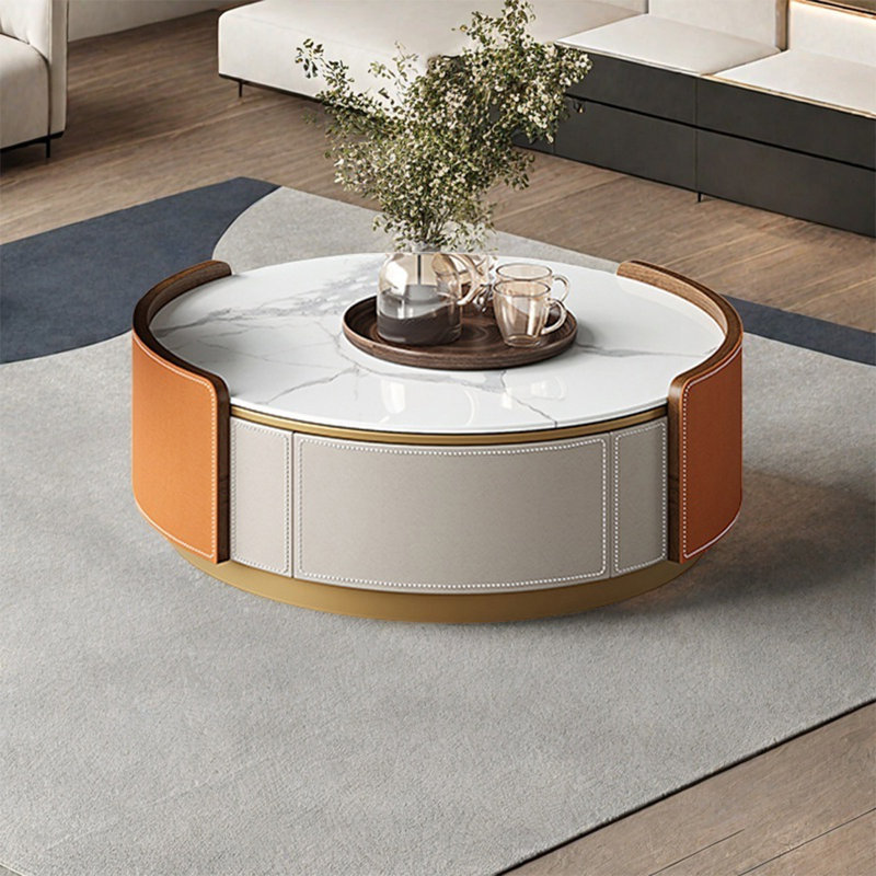Table ronde légère et luxueuse, H 11,8 po x L 35,4 po x l 35,4 po
