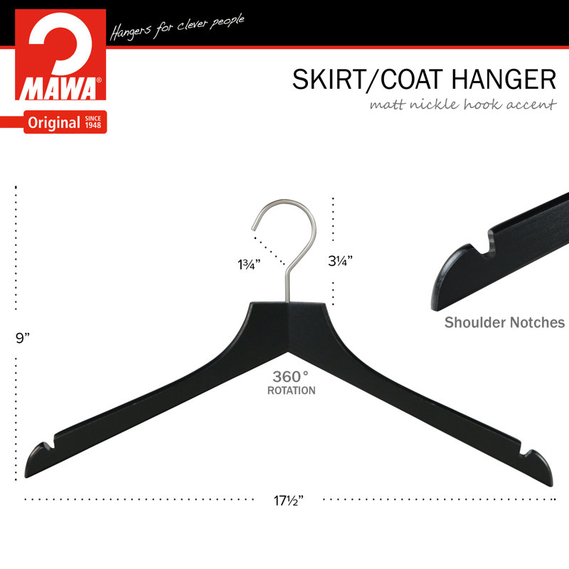 Wood Standard Hangers for Dress/Shirt/Sweater, Black/Silver