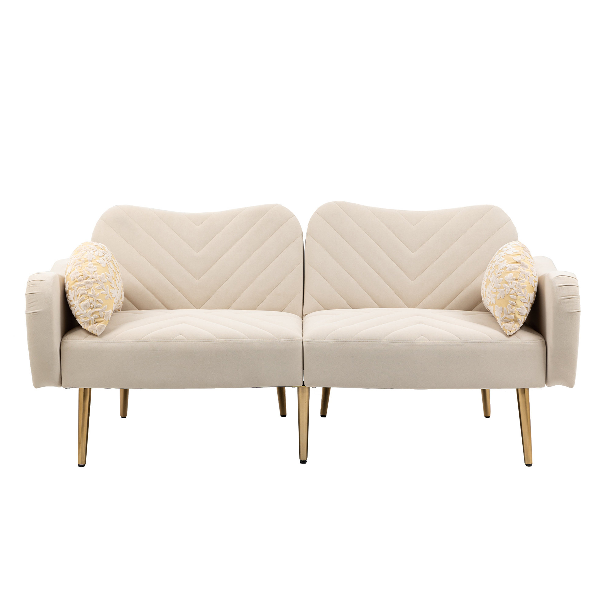 Mercer41 Ashmita Mid Century Modern Velvet Love Seats Sofa With 2