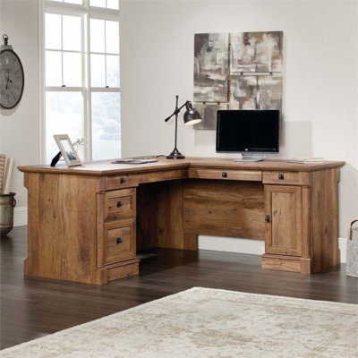 Bureau d'ordinateur en bois rétro L