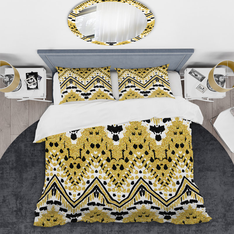 Ensemble de housse de couette en microfibre jaune / noir 3 pièces, Housse de couette très grand + 2 taies décorativ