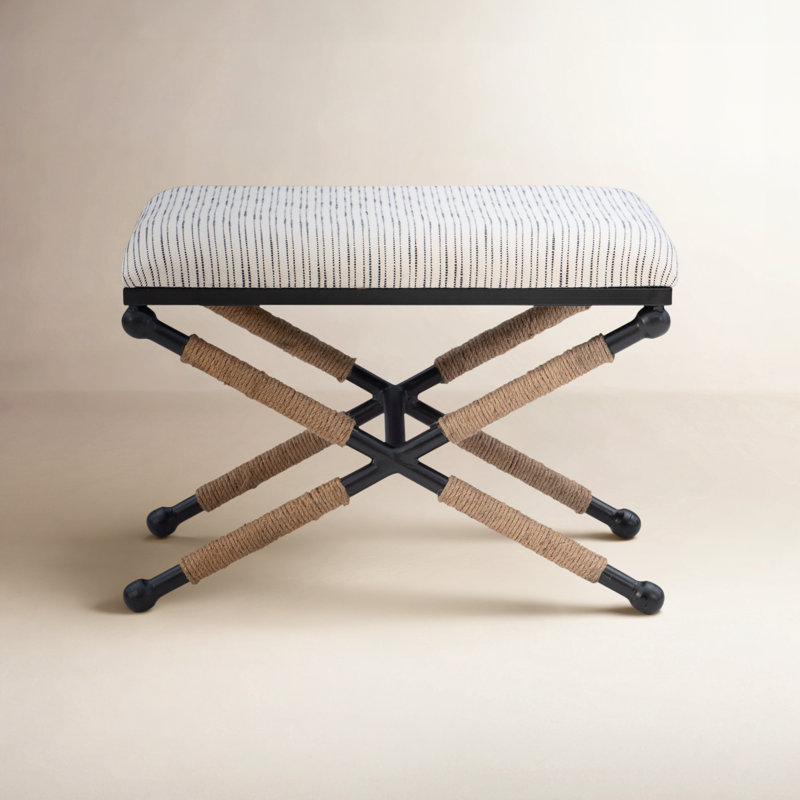 Pippa 24" W Striped Cotton Accent Stool