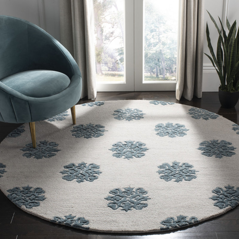 Candelo Hand Tufted Wool Floral Rug, Round 6'