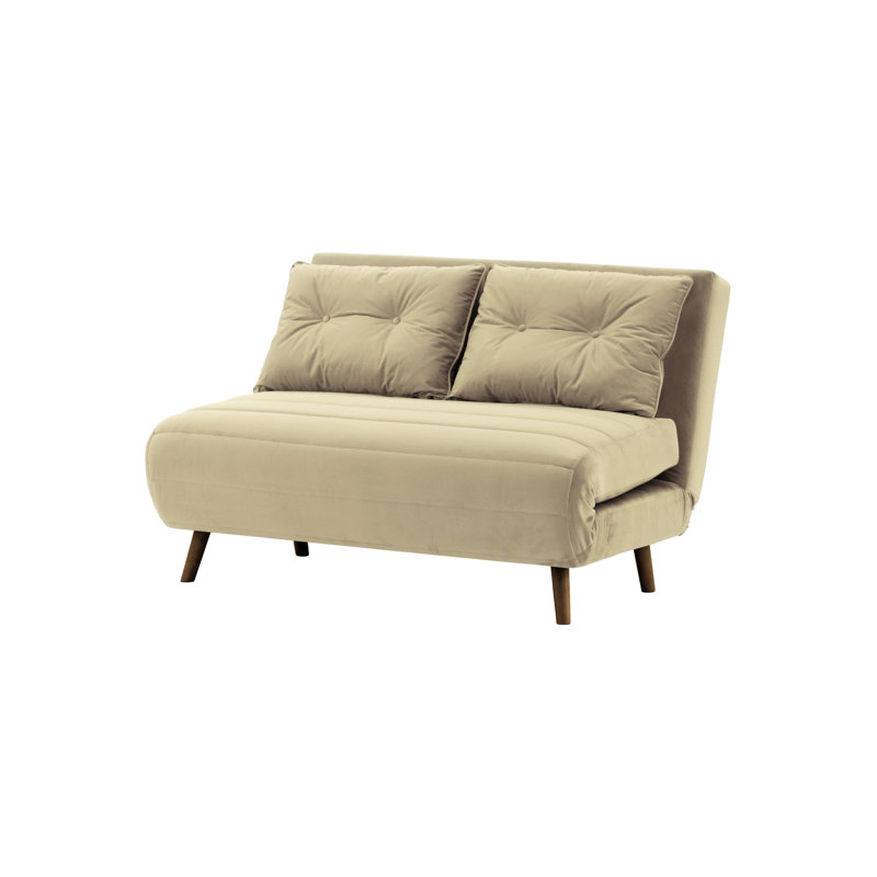 Donald 2 Seater Sofa Bed,  78cm H X 142cm W X 90cm D, Dark Oak, Beige